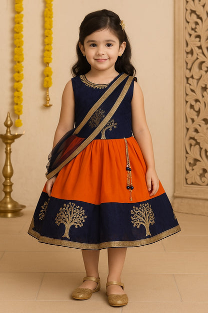 Girls Embroidered Ethnic Half saree dress