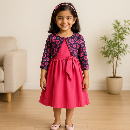 Girls Full Sleeve Solid A-Line Frock Dress