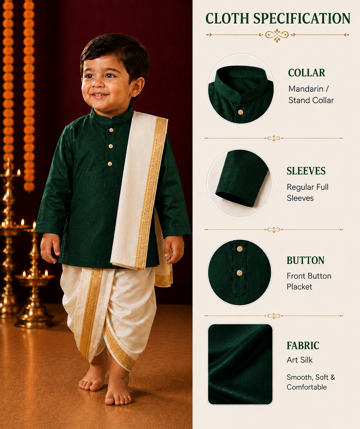 Ethnic Art Silk Kurta Dhoti SetArt Silk Kurta Dhoti Set