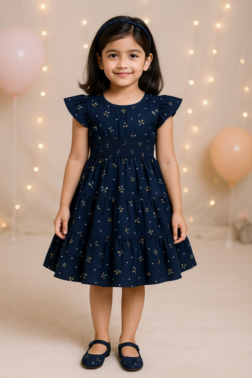 Girls Floral Printed Rayon Summer Dress