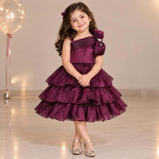 Girls Princess Flared Glittery Party Dress