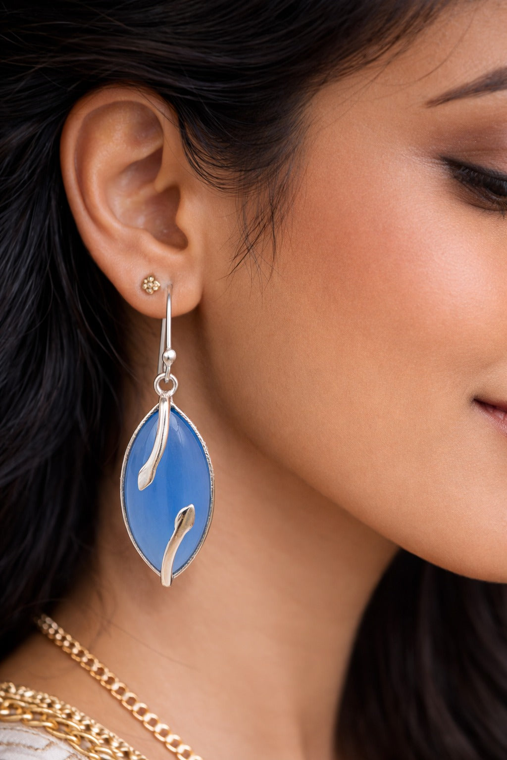 925 Sterling SLV Stone Drop Earrings for Women