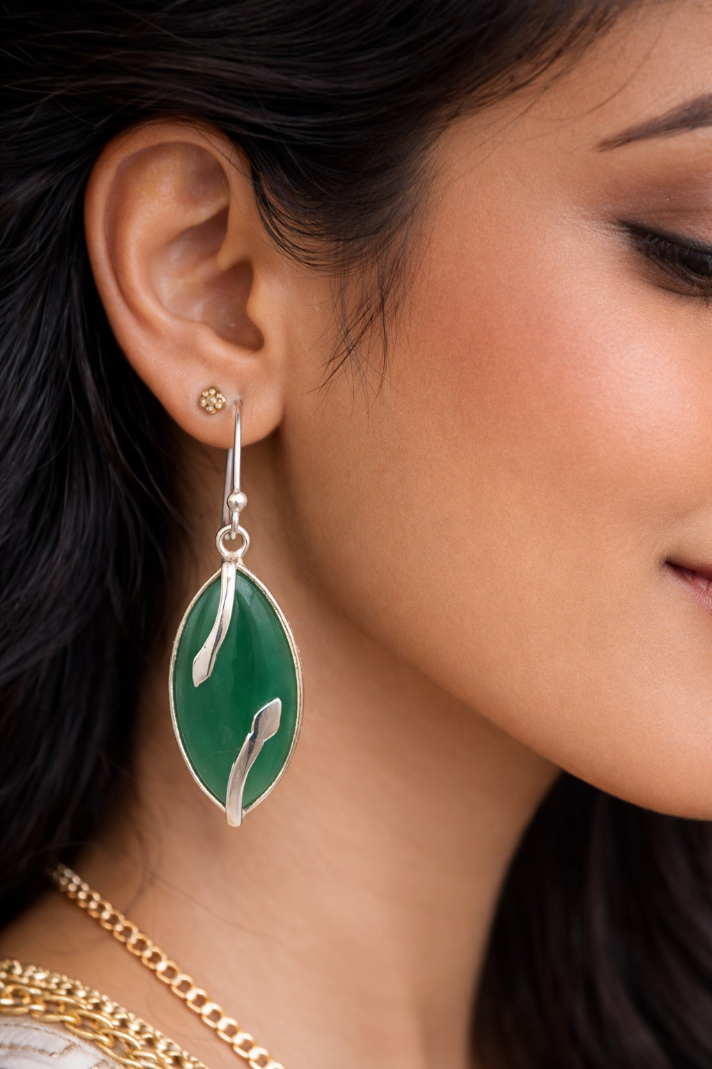 925 Sterling SLV Stone Drop Earrings for Women