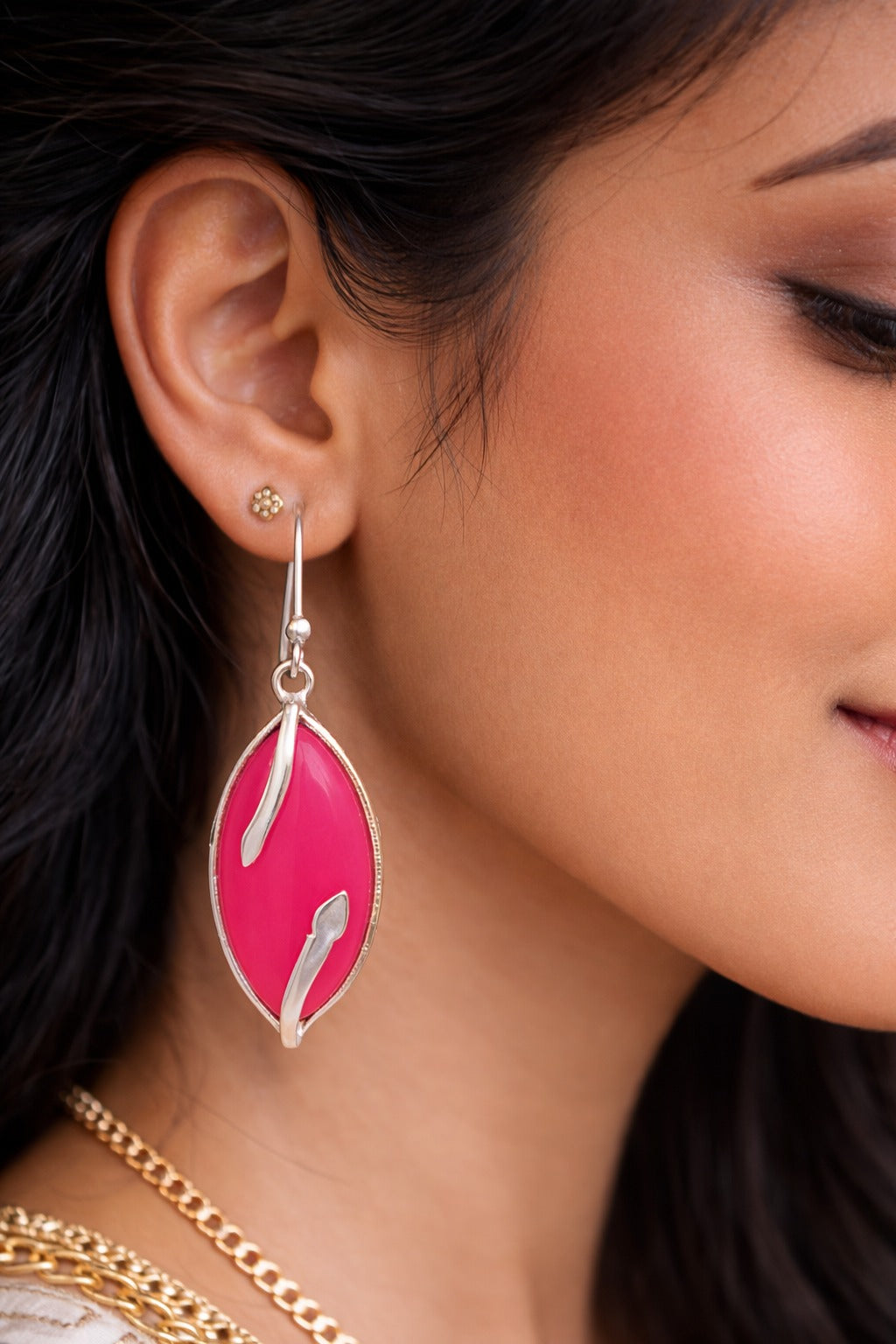 925 Sterling SLV Stone Drop Earrings for Women