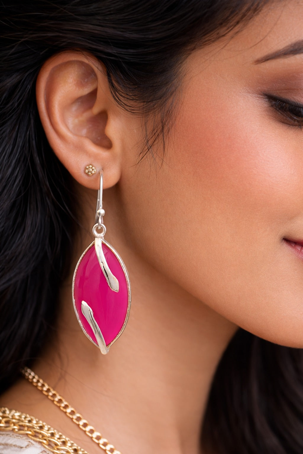925 Sterling SLV Stone Drop Earrings for Women