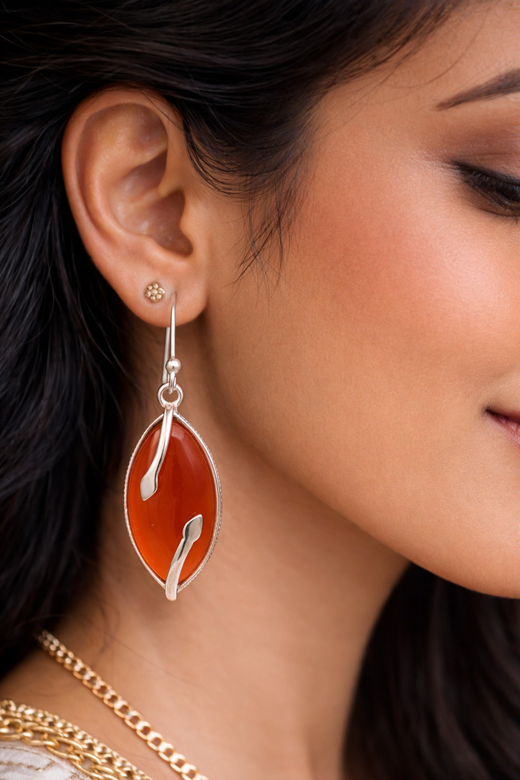 925 Sterling SLV Stone Drop Earrings for Women