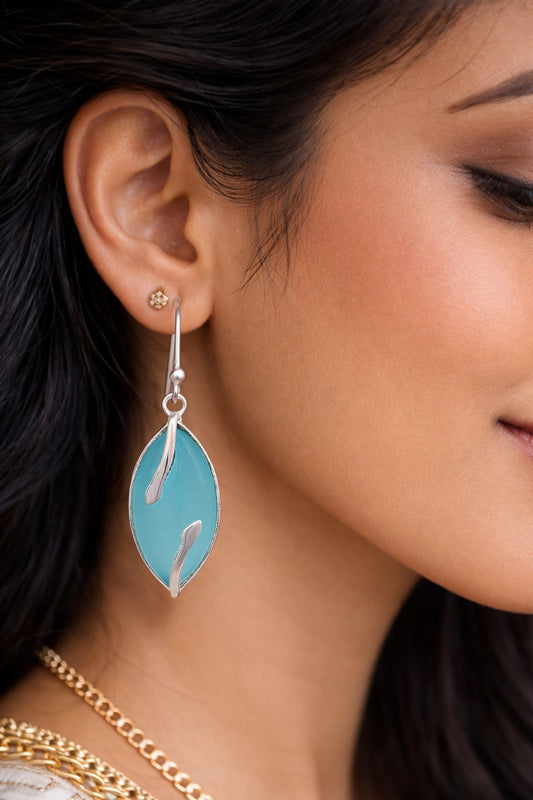 925 Sterling SLV Stone Drop Earrings for Women