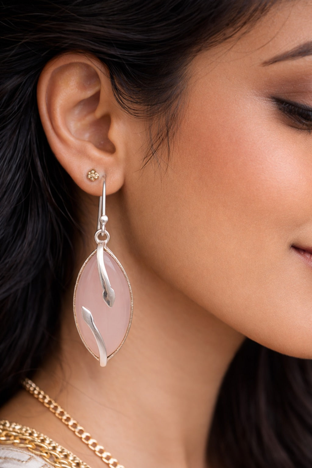 925 Sterling SLV Stone Drop Earrings for Women