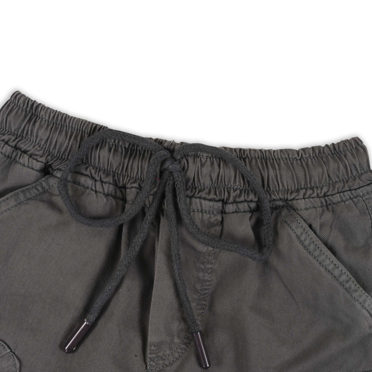 Boys Cotton Denim Cargo Shorts with Drawstring Waist