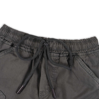 Boys Cotton Denim Cargo Shorts with Drawstring Waist