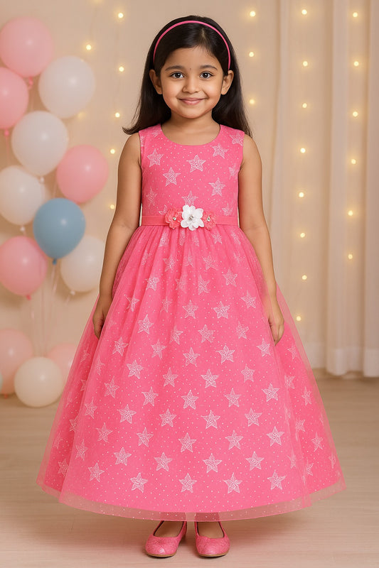 Wish Karo Baby Girls Long Gown Dress-Lf819pnk