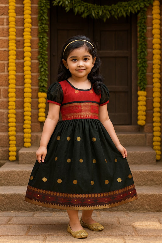 Girls Embroidered Design With Puff Sleeve