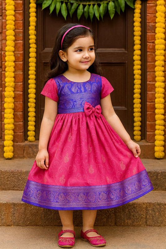 Girls Woven Regular Sleeve Fit and Flare Frock Dress