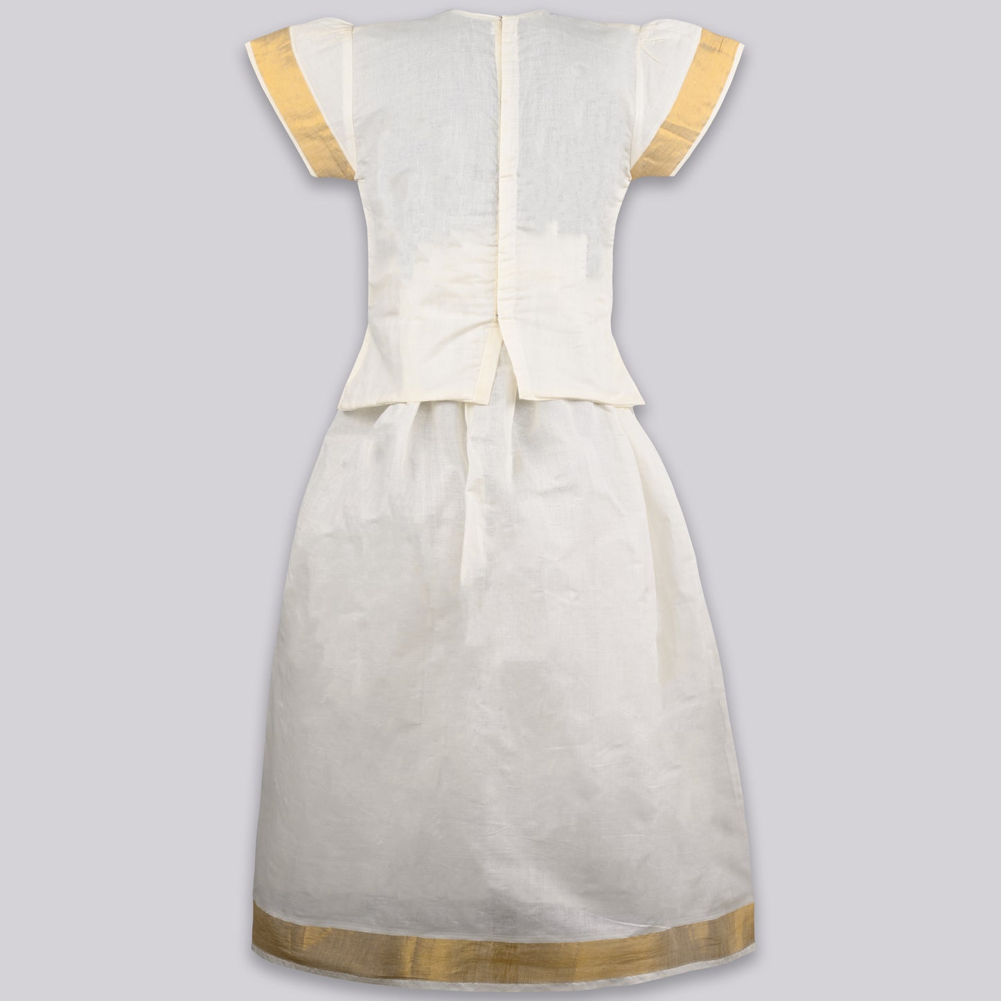 Girls Onam Kasavu Top and Skirt Set