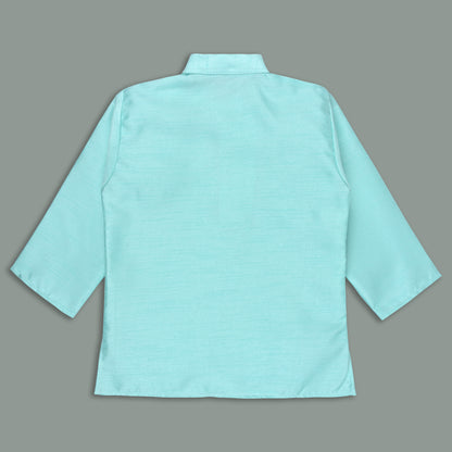 Boys Traditional Art Silk Kurta and Dhoti Set â€“ Gold Detailing