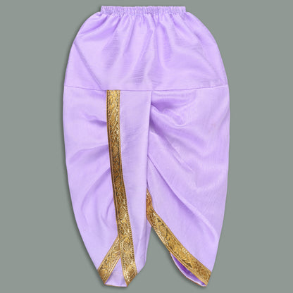 Boys Traditional Art Silk Kurta and Dhoti Set â€“ Gold Detailing