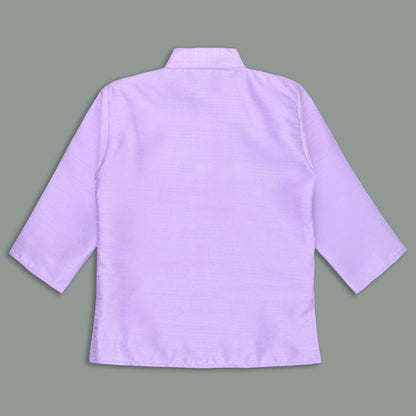 Boys Traditional Art Silk Kurta and Dhoti Set â€“ Gold Detailing