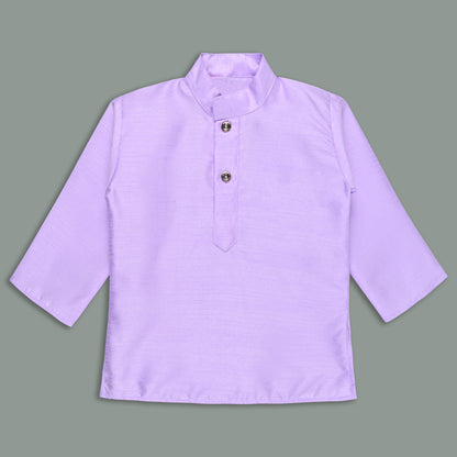 Boys Traditional Art Silk Kurta and Dhoti Set â€“ Gold Detailing