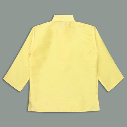 Boys Traditional Art Silk Kurta and Dhoti Set â€“ Gold Detailing