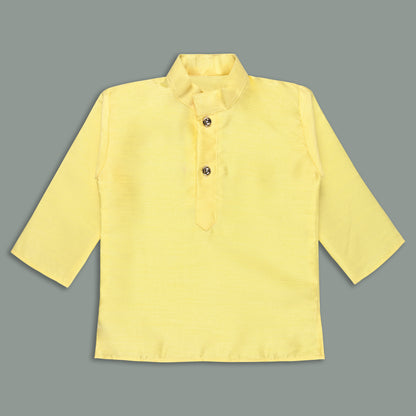 Boys Traditional Art Silk Kurta and Dhoti Set â€“ Gold Detailing