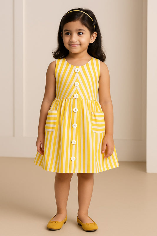 Girls Striped A-line dress with back tie