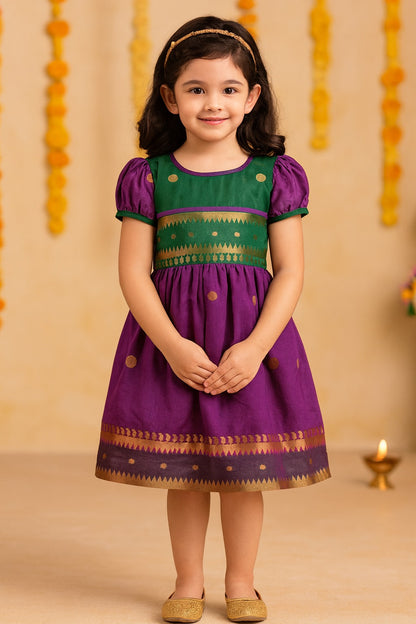 Girls Embroidered Design With Puff Sleeve