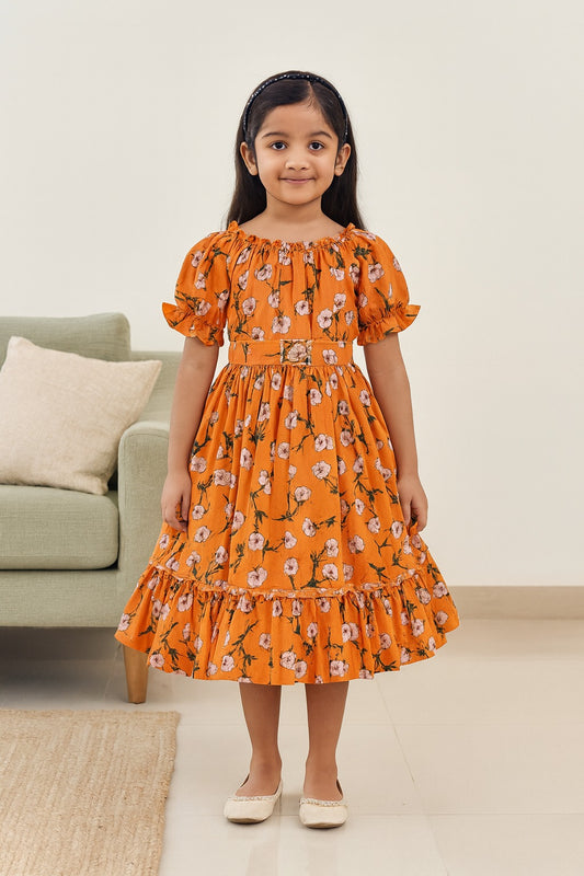 Girls Floral Printed Summer Casual Dress