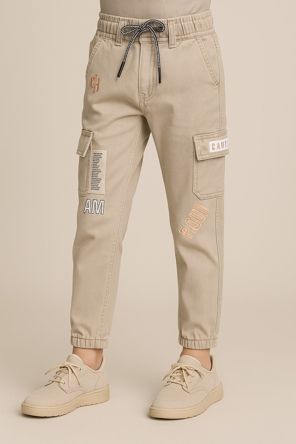 Boys Cotton Elastic Cargo Trouser