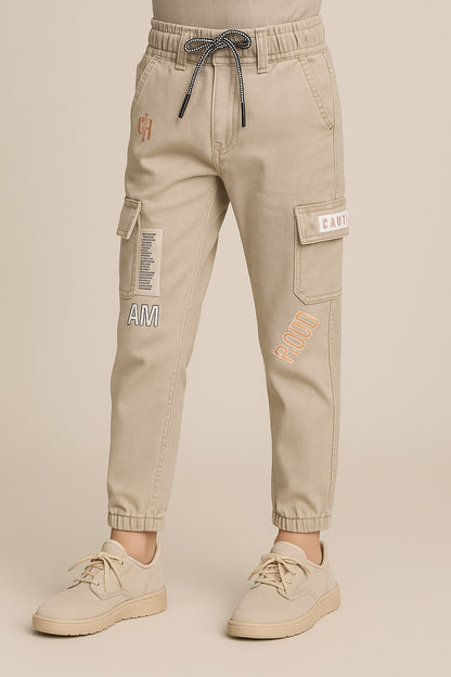 Boys Cotton Elastic Cargo Trouser
