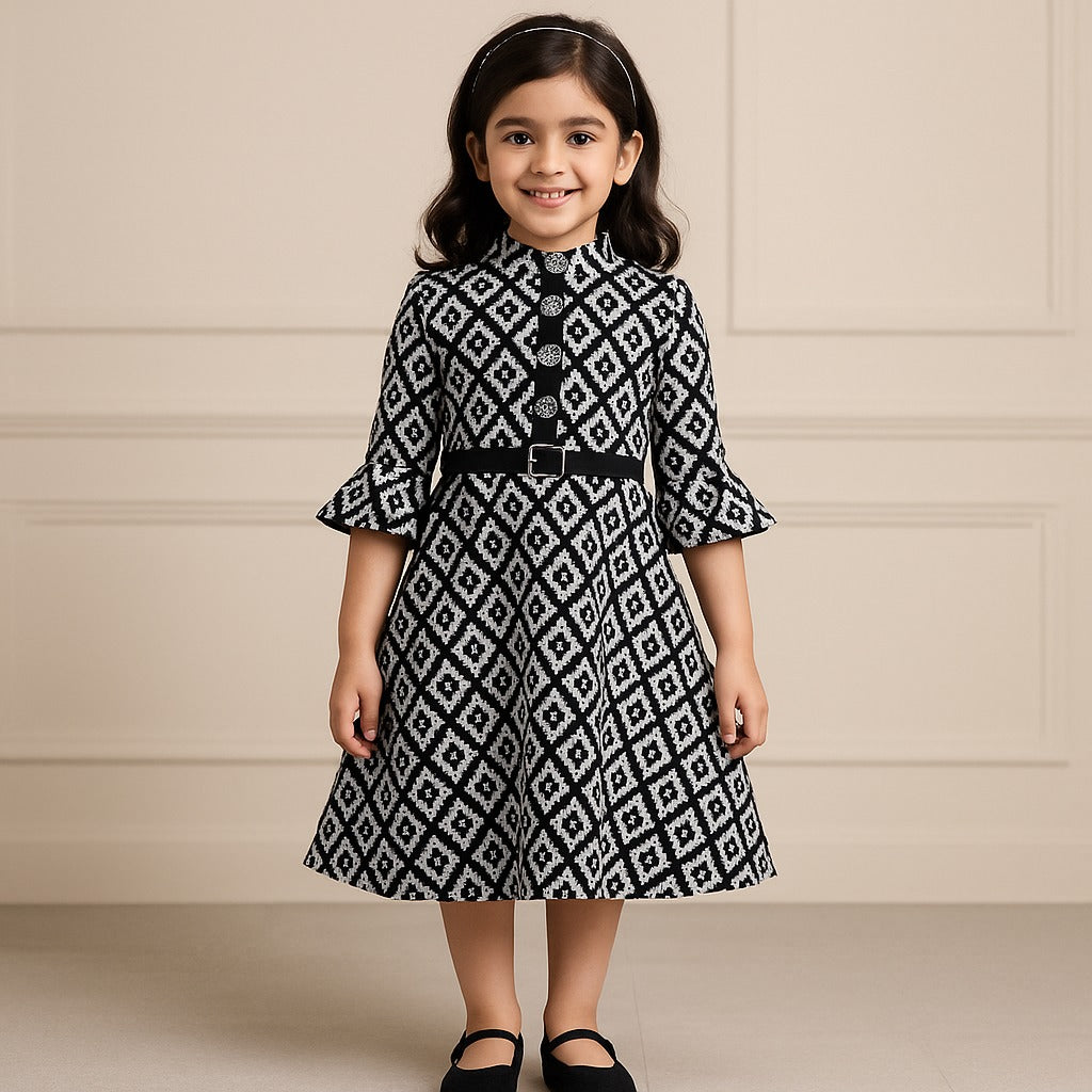 Girls A-line Striped Velvet Party dress