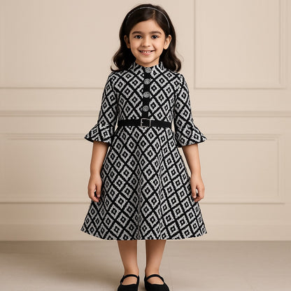 Girls A-line Striped Velvet Party dress