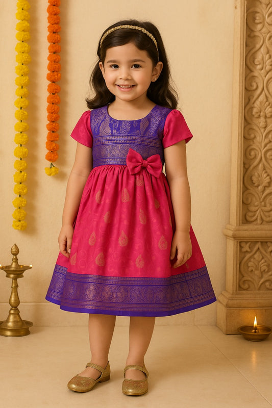 Girls Woven Regular Sleeve Fit and Flare Frock Dress
