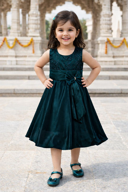Girls Embroidered Bow Dress