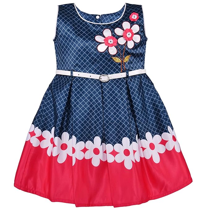 Girls Full Sleeve Floral Print A-Line Frock Dress