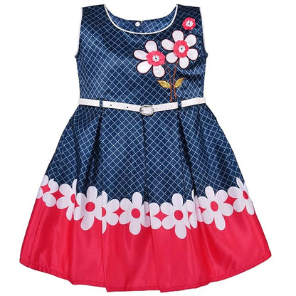Girls Full Sleeve Floral Print A-Line Frock Dress