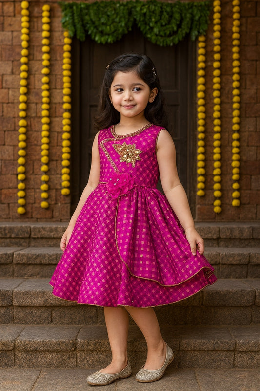 Wish Karo Baby Girls Dress Birthday Frocks for Girls - Satin - (fe2718pnk)