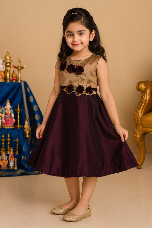 Girls Flower Detail Fit and Flare Dress
