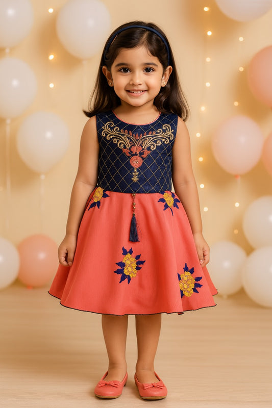 Girls A-line Embroidered Ethnic dress