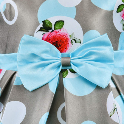 Girls Floral Printed A-line Satin dress