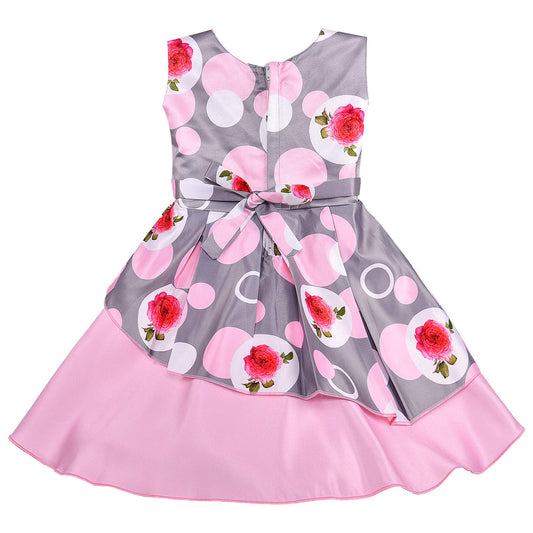Girls Floral Printed Layered Pleated Dress - Wish Karo - photo 1