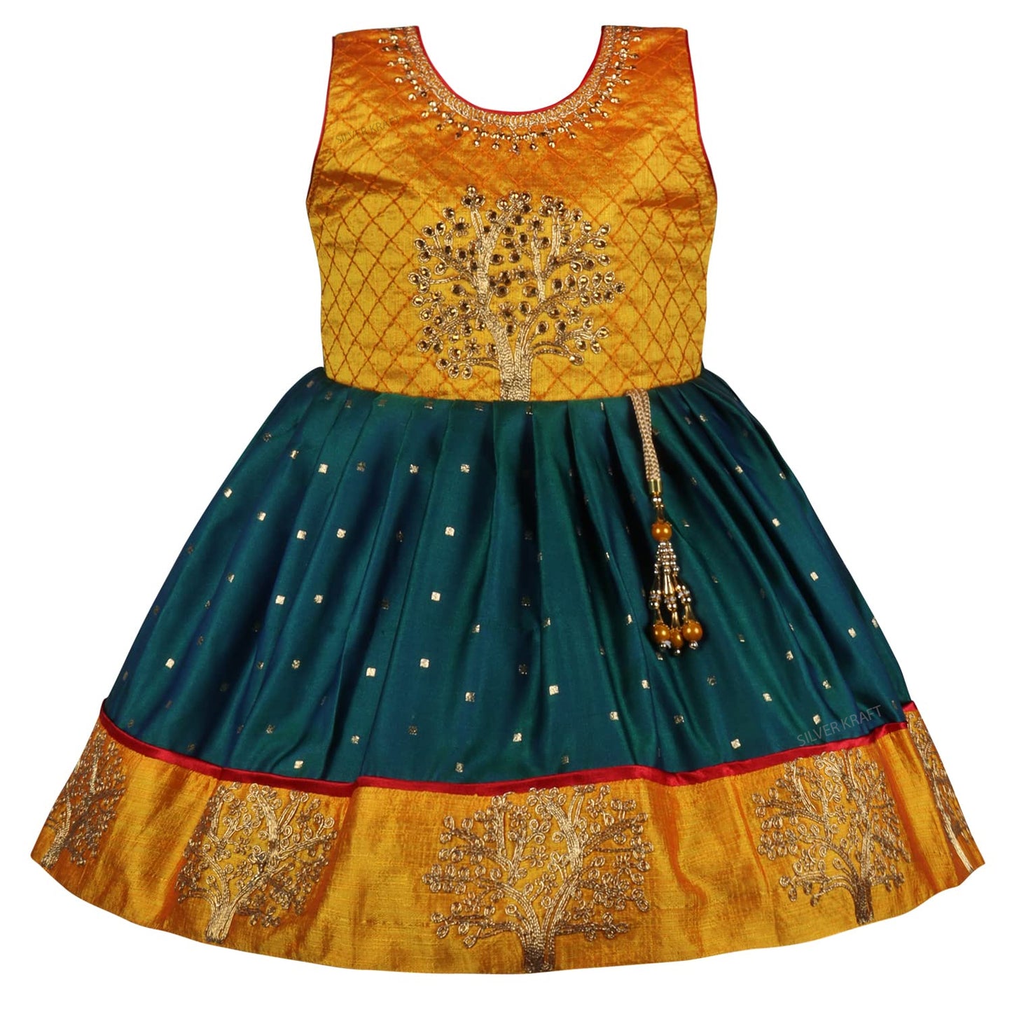 Girls Silk Embroidered Ethnic Dress