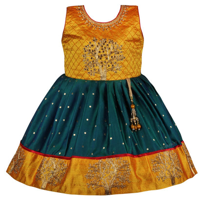 Girls Silk Embroidered Ethnic Dress