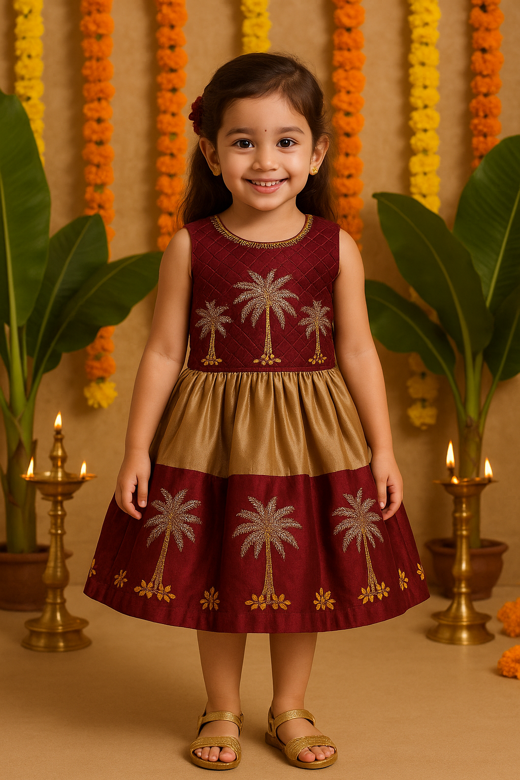 Buy Premium Maroon Baby Girl Ethnic Dress Online