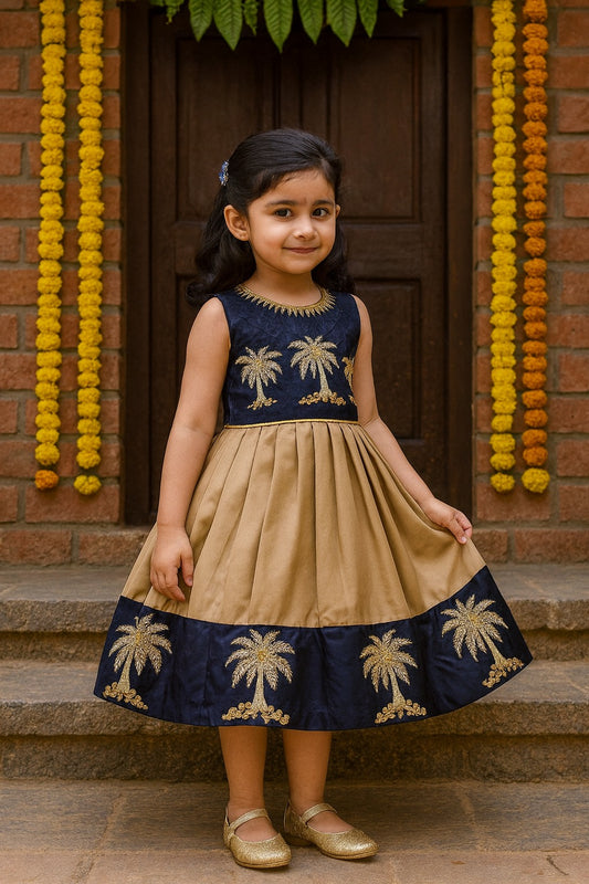 Girls Satin Embroidered Ethnic Dress