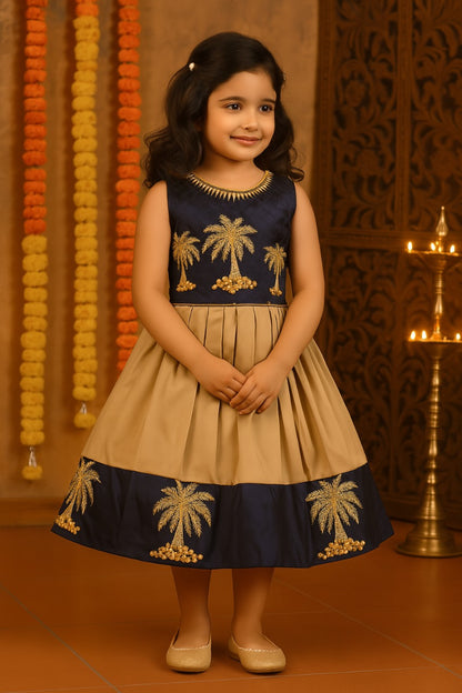 Baby Girls Silk Embroidered Ethnic Frock Dress