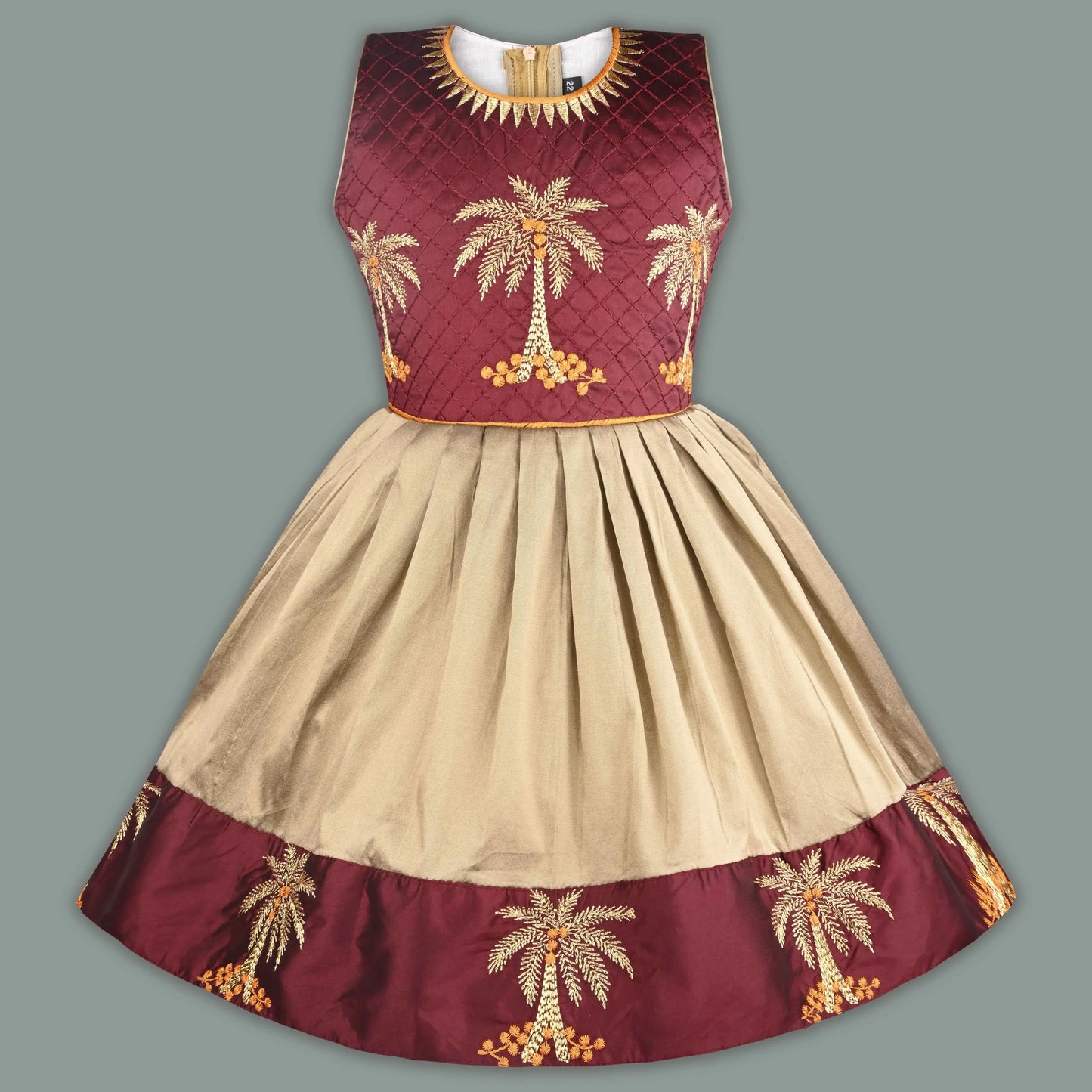 Baby Girls Silk Embroidered Ethnic Frock Dress