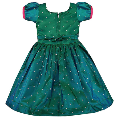 Baby Girls Silk Embroidered Ethnic Frock Dress