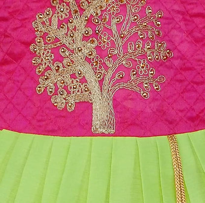 Girls Satin Embroidered Ethnic Dress