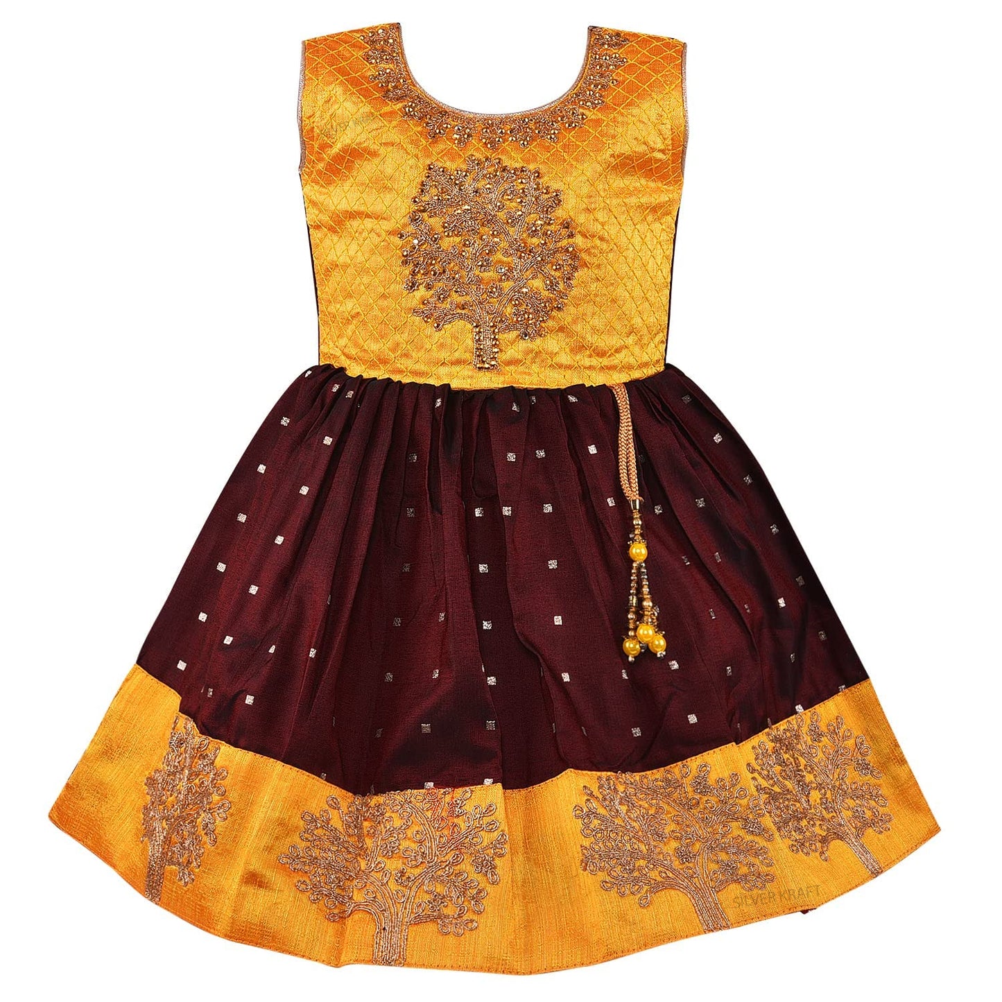 Girls Zari Embroidered Ethnic Dress