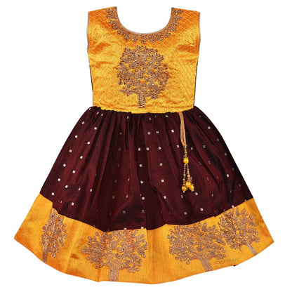 Girls Zari Embroidered Ethnic Dress